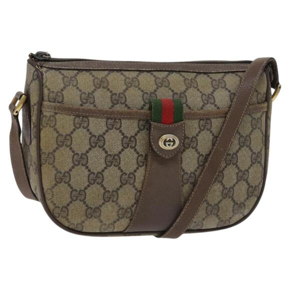 GUCCI GG Supreme Web Sherry Line Bag Pvc Beige Green Red 89 02 032 - Picture 1 of 16